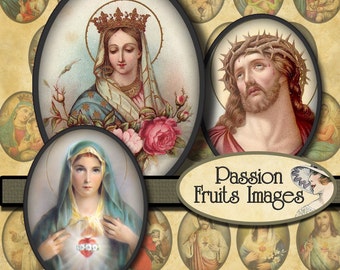 Holy Images 30mm x 40mm cameo ovals  Digital Collage Sheet-- Instant Download