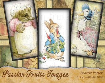 Beatrix Potter Collage Sheet- 1 x 2 Inch Domino Tiles