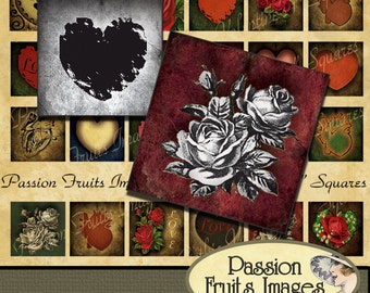 Gothic Valentine Inchies Digital Collage Sheet-- Instant Download