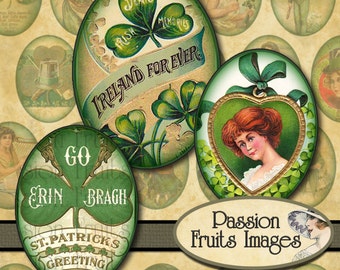 Vintage St Patrick's Day Images 30x40mm Ovals Digital Collage Sheet