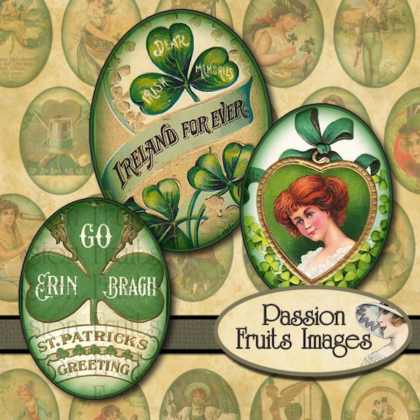 Vintage St Patrick's Day Images 30x40mm Ovals Digital Collage Sheet