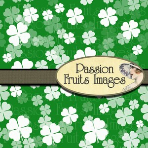 St Patrick's Day Seamless Scattered Green and White Shamrocks 20 Pattern Digital Paper Pack Instant Download image 2