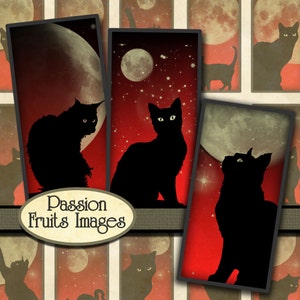 Black Cats auf Blood Red Skies 1 x 2 Bilder--Instant Download