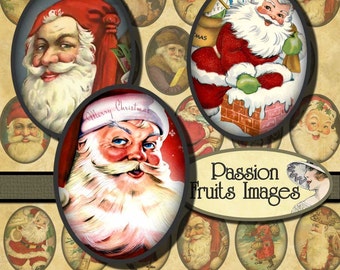 Vintage Santa Claus obrazy 30mm x 40mm owalne Christmas kolaż cyfrowy arkusz--Instant Download