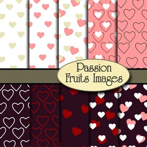 Pink and Purple Valentine Hearts Digital Paper Pack--Instant Download