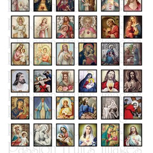 Vintage Holy Images 3/4" X 1 1/4" Rectangles Digital Collage Sheet