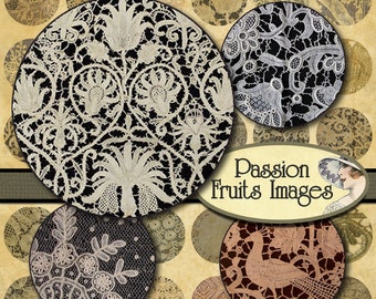 1 inch Lace Rounds Digital Collage Sheet-- Instant Download