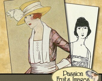 Bold 20's Ladies Aceo Card Digital Collage Sheet