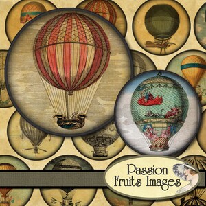 Hot Air Balloons 2  inch rounds Digital Collage Sheet no.1--Instant Download