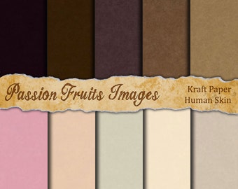 Human Flesh Tones Construction Paper-- ten sheet digital paper pack-- Instant Download