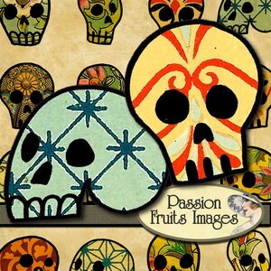 Sugar Skull calowe cyfrowe kolaże Sheet--Instant Download