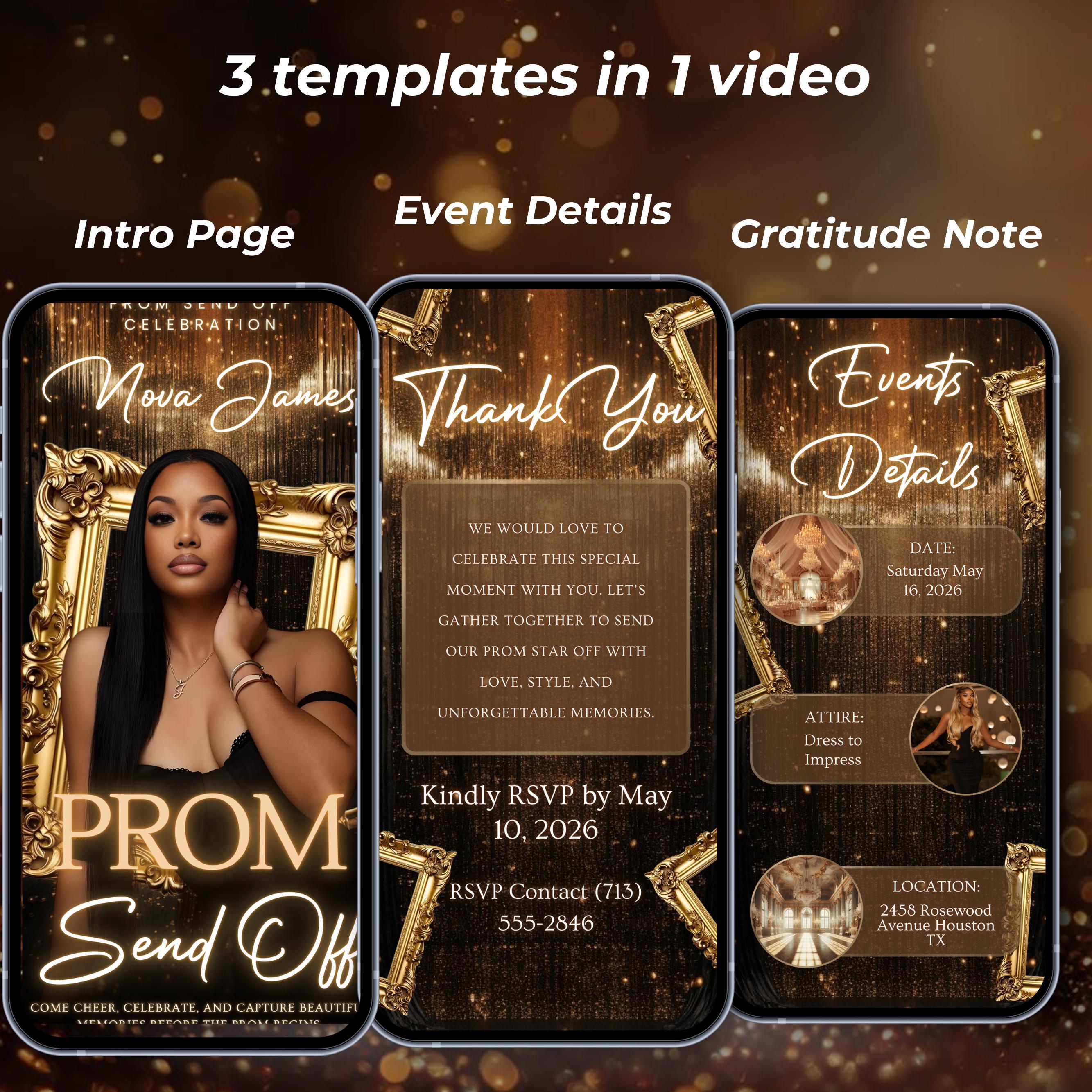 Prom Send off Animated Invitation Template, Canva Editable Digital ...