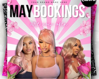 May Booking Flyer, Mothers Day Booking Flyer, May Hair, May Books Open, May Appointment Flyer, May Book Now, May Lashes Nail Braid Wig Flyer