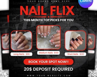 Nail Salon Flyer Template: DIY Nail Tech Booking Deal (Canva Editable, Digital Download
