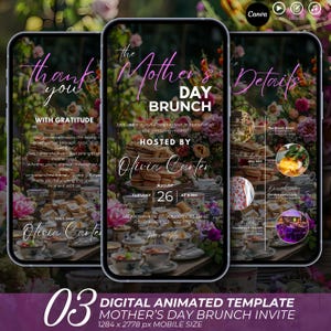 Invito per il brunch della festa della mamma Invito floreale per la festa della mamma Brunch per donne Brunch Mimosa Invito video Brunch Volantino per la festa della mamma Volantino