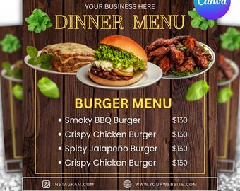 Dinner Special Flyer, Restaurant Menu Flyer, Dessert Flyer, Small Business Flyer Template, Catering Flyer, Dinner Deals Flyer