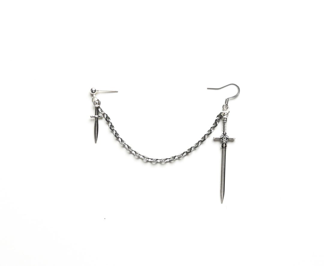 Gothic Sword Chain Earring, Alt Punk Jewelry - Etsy