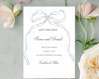 Coquette bleue, réservez une date, faire-part de mariage romantique avec le charme du vieux monde, réservez une date, jardin, ensemble de faire-part de mariage imprimé personnalisé
