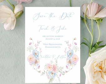 Faire-part de jardin romantique shabby chic, réservez cette date