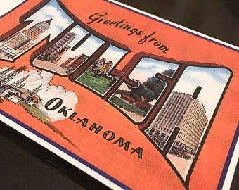 Vintage Post Card Save The Date -- Tulsa OK Post Card  -- Save The Date - Retro Save the Date