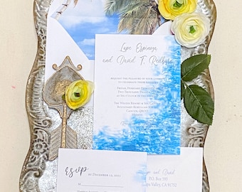 Beach Wedding Invitation Suite – Tropical Palm Design