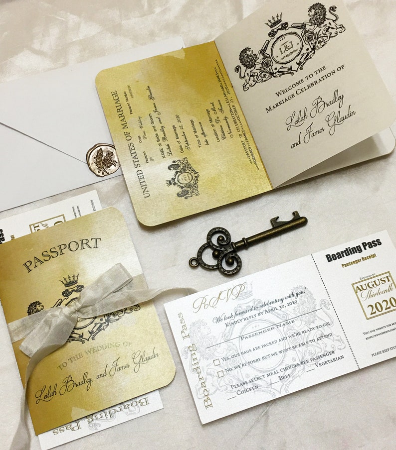 Monogram Passport Gold Passport Custom Crest Wedding Etsy