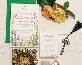 Floral Garden Wedding Invitation Suite - Double Thick A9