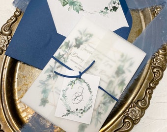 Vellum Wedding Invitation Suite – Greenery Ivy Design