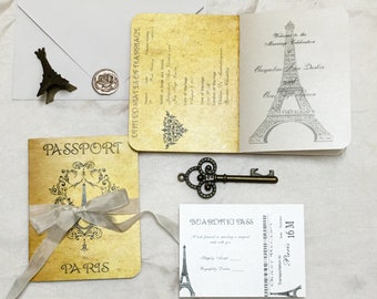 Passport to Paris Wedding Invitation – Destination Travel Theme