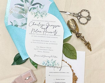 Greenery Half Arch Wedding Invitation – Winter Wedding Suite