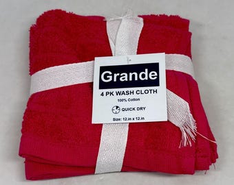 Confezione da 4 salviette Grande Pink: 100% cotone, asciugatura rapida (30 x 30 cm)