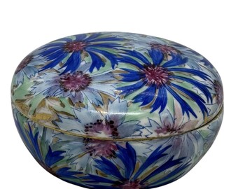 リモージュ磁器 3 3/4インチ 蓋付き小物入れ 手描き花柄 金彩トリム