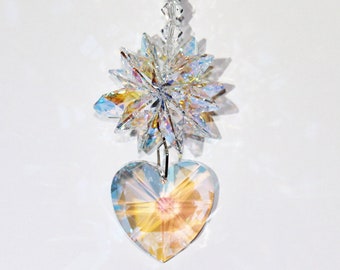 Crystal Heart Suncatcher & Rainbow Maker Pendulum Prism, Sun Catcher Gift For Girlfriend or Wife, Be Still My Beating Heart