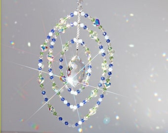 Brilliant Crystal Suncatcher Pendulum Mobile – Swarovski Sun Catcher & Rainbow Maker for Crystal Feng Shui Decor Marquise