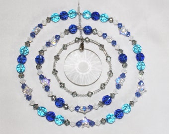 Crystal Prism Pendulum Suncatcher, Hanging Crystals For Feng Shui Crystal Decor, Moon & Stars Mobile