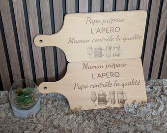 Tabla de cortar de madera, grabado en madera, tabla de aperitivos, tabla de cortar de regalo, tabla de humor, regalo grabado, regalo familiar