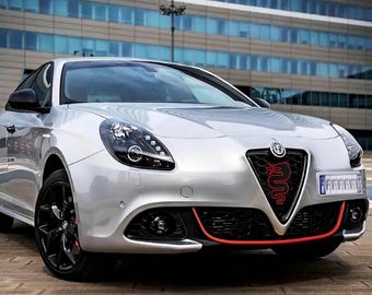 Recreate Logo Grille voor Alfa Romeo Giulietta, Snake Logo Exterieur Front Design Tuning Accessoires Alfa Romeo Giulietta restyling 2016