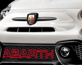 Abarth-Schriftzug für den Kühlergrill – Dekor im Originalstil, kompatibel mit Fiat Abarth 595, 500 und Punto Evo. Klebebuchstaben