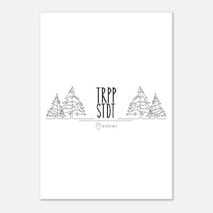 Trippstadt Poster – Pfälzer Wald Wandbild mit Koordinaten  Bäumen – Heimat Deko Pfalz – Geschenk für Amerikaner und Pfalz-Fans