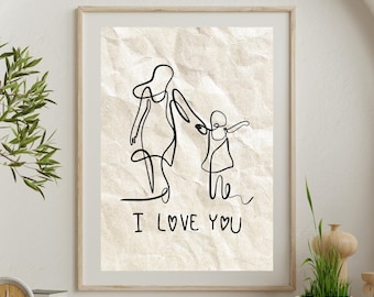Mor dotter-poster, en rad väggdekoration för mamma och dotter, mors dag-present, direkt digital nedladdning
