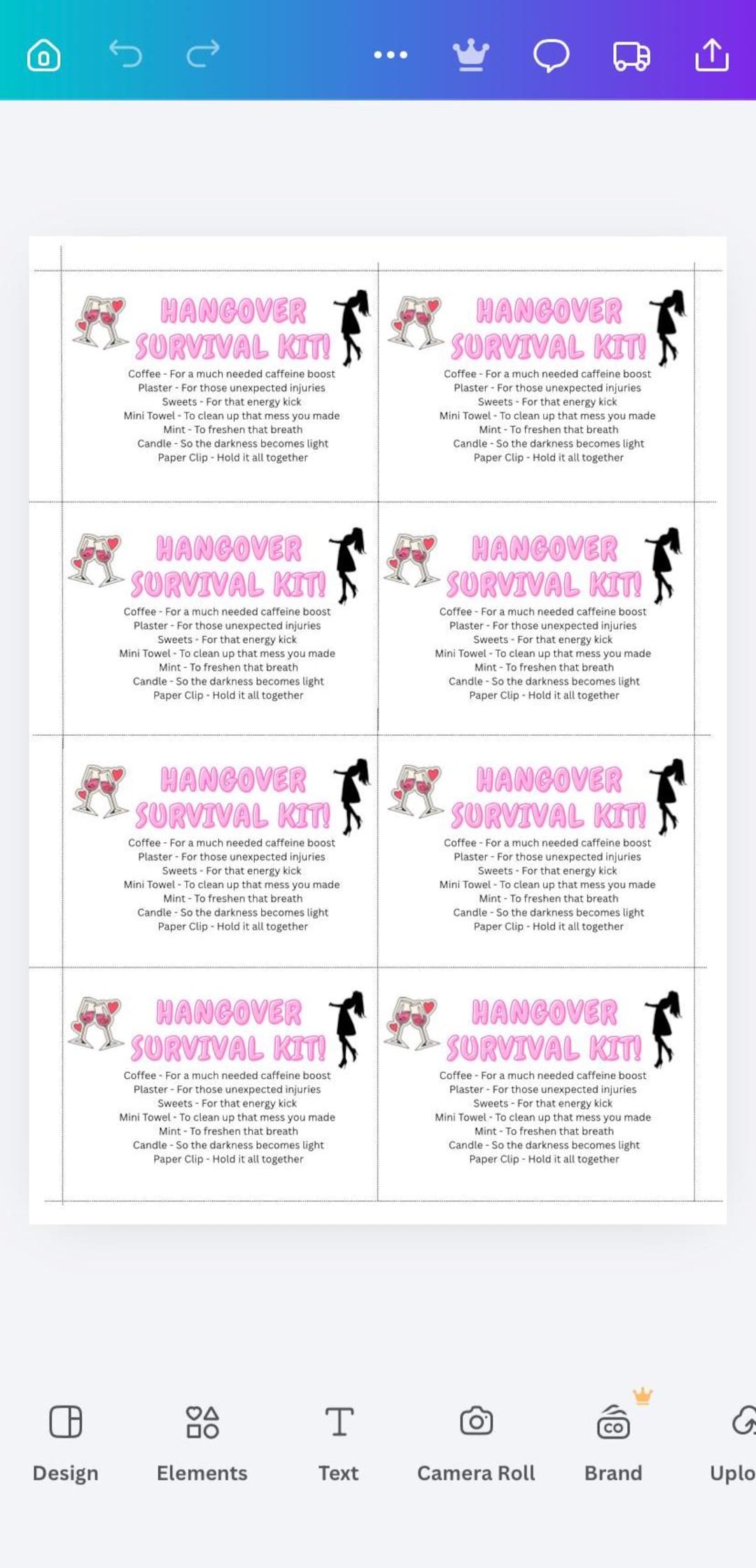 Printable Hangover Survival Kit Labels Digital PDF File Recovery