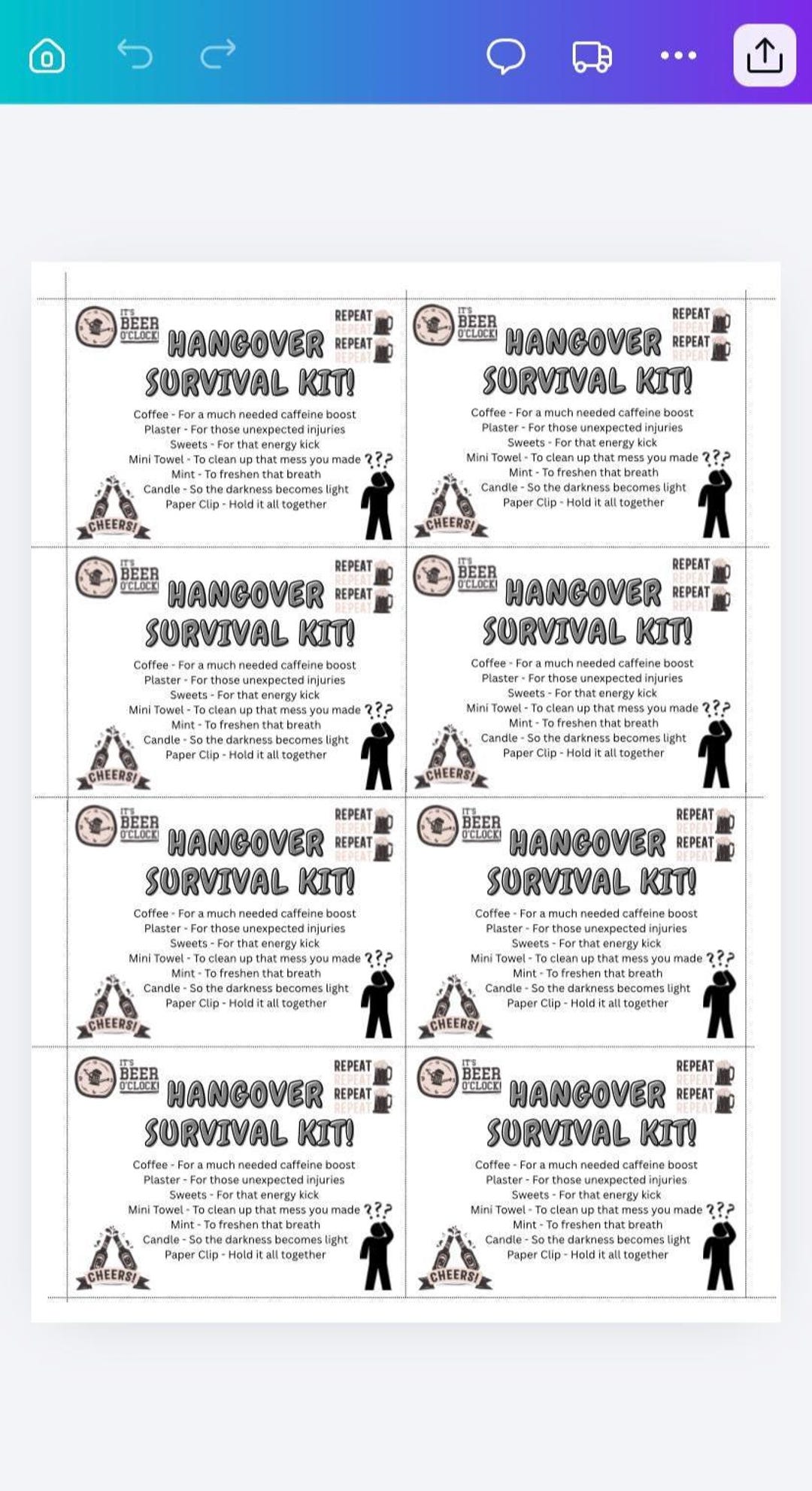Kit Labels Printable Hangover Survival Kit Labels | Digital PDF File | Recovery ...