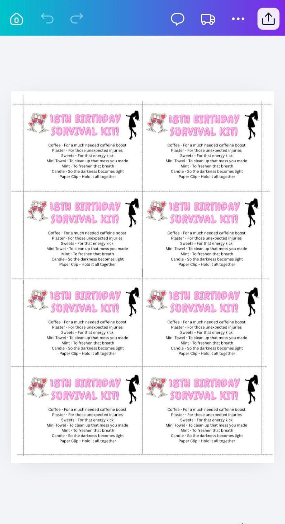 Printable 18th Hangover Survival Kit Labels | Digital PDF File