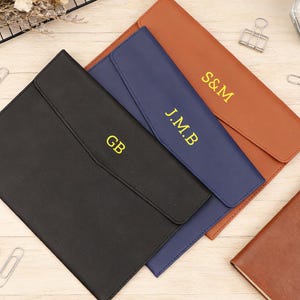 Portafolio de cuero personalizado, carpeta de archivos de cuero personalizada, portadocumentos A4, sobre para documentos, regalos para él, organizador de archivos de papel, regalo