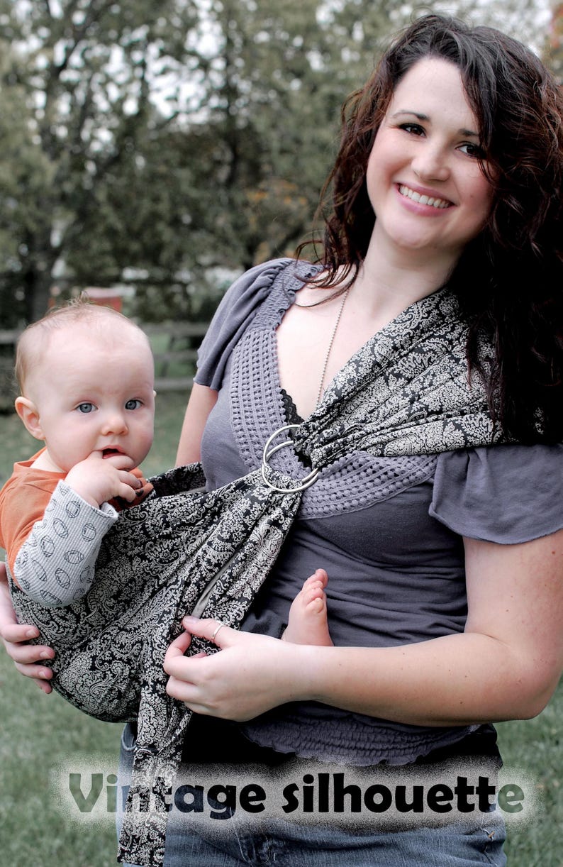Ring Sling Baby Carrier, 100% Cotton, CPSIA compliant ,Close Tail, Lite-on-Shoulder™ by RosyBaby© , Ergonomic, Adjustable Vintage Paisley
