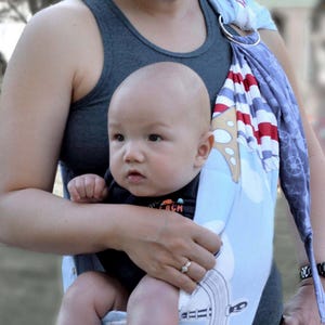 Ring Sling Baby Carrier, 100% Cotton, CPSIA compliant ,Close Tail, Lite-on-Shoulder™ by RosyBaby© , Ergonomic, Adjustable Nautical