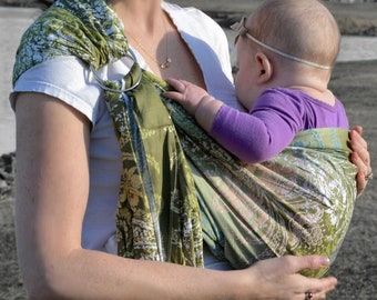 Ring Sling Baby Carrier, 100% Cotton, CPSIA compliant ,Close Tail, Lite-on-Shoulder™ by RosyBaby© , Ergonomic, Adjustable