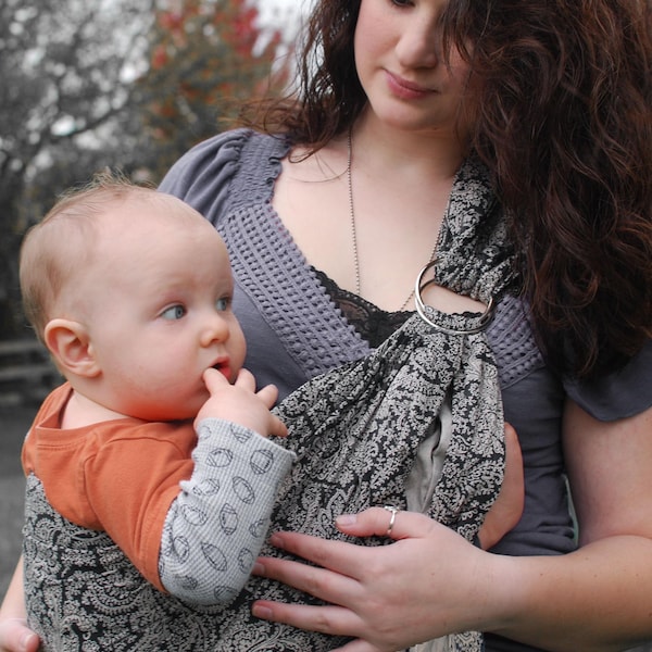 Ring Sling Baby Carrier, 100% Cotton, CPSIA compliant ,Fish Tail, Lite-on-Shoulder™ by RosyBaby© , Ergonomic, Adjustable