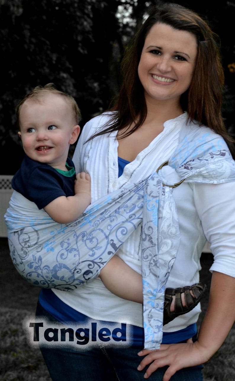 Ring Sling Baby Carrier, 100% Cotton, CPSIA compliant ,Close Tail, Lite-on-Shoulder™ by RosyBaby© , Ergonomic, Adjustable Tangled
