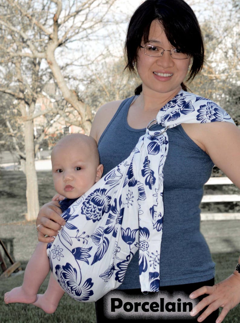 Ring Sling Baby Carrier, 100% Cotton, CPSIA compliant ,Close Tail, Lite-on-Shoulder™ by RosyBaby© , Ergonomic, Adjustable Porcelain